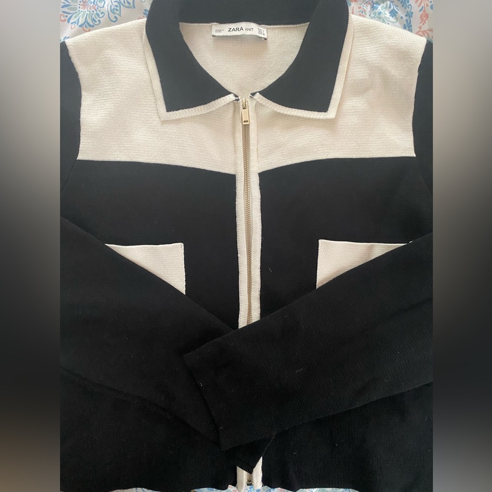 Cropped zip up sweater